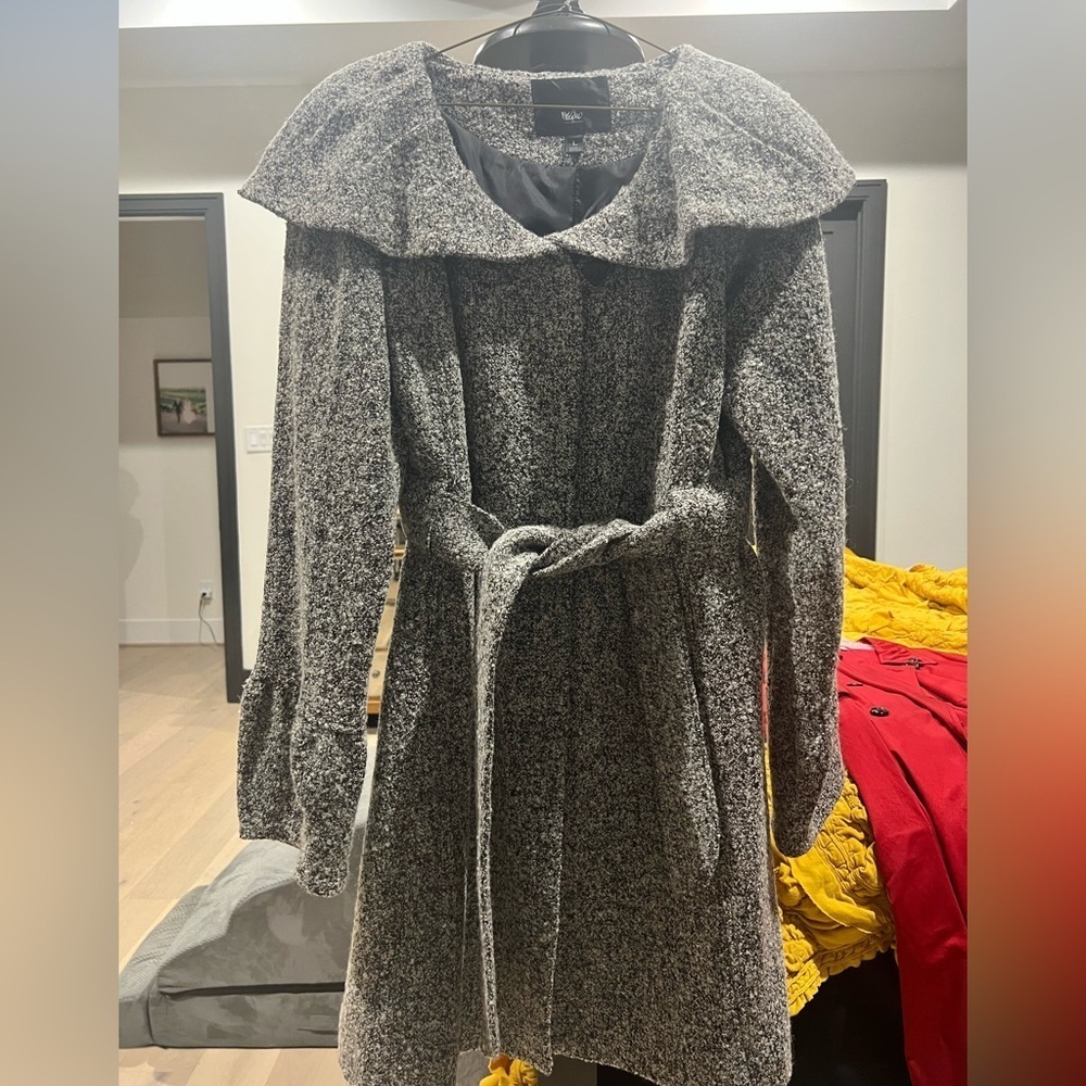 Mossimo Gray Tweed Trench Coat with shawl collar